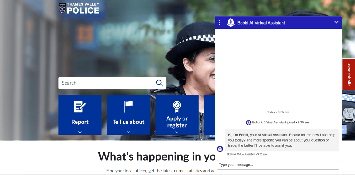 Thames Valley Police and Hampshire & Isle of Wight Constabulary have become the first forces in the country to trial a pioneering new way to contact them.    